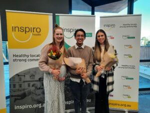 2023 Inspiro Tertiary Health Scholarship recipients - Sarah, Derek and Jaimee