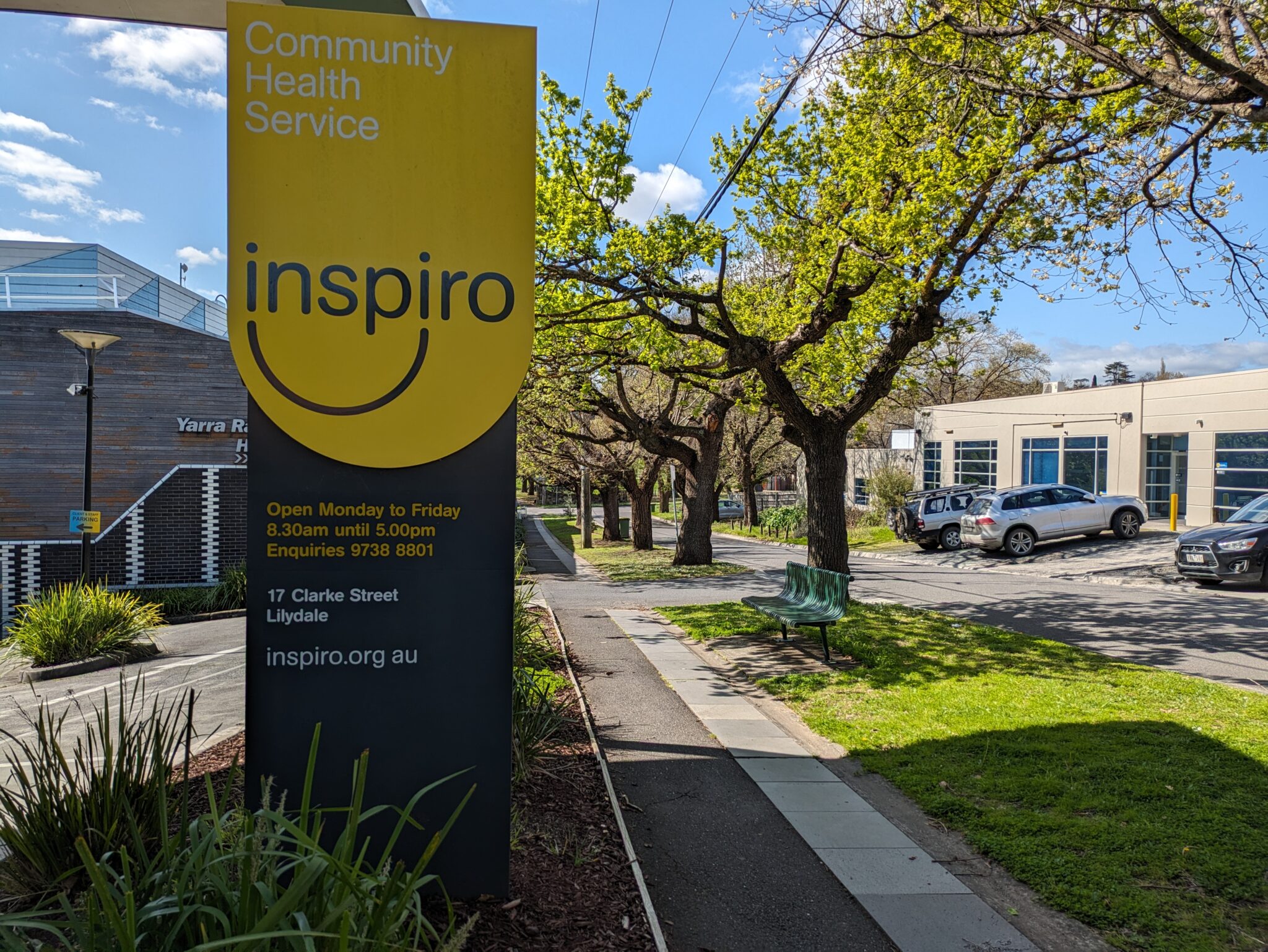 Exterior of Inspiro Health's Lilydale Building, located at 17 Clarke Street, Lilydale. Victoria.
